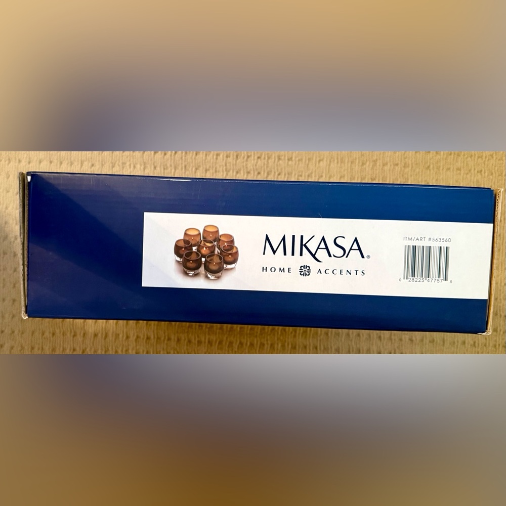 NEW in Sealed Box!  Mikasa set of  8 Amber Solaris Votive holders - Picture 4 of 5